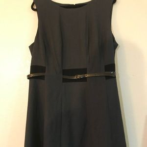 Calvin Klein Grey, White and Black Flare Dress